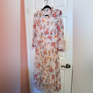 Floral Tiered Maxi Dress in Light Lavender with silver accents beautiful